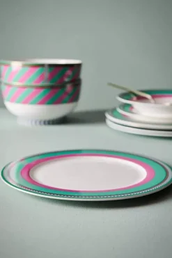 Essteller|Pip Studio Pip Chique Stripes Essteller Rosa/Grun 28Cm
