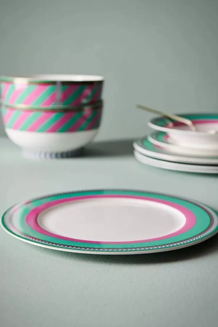 Essteller|Pip Studio Pip Chique Stripes Essteller Rosa/Grun 28Cm