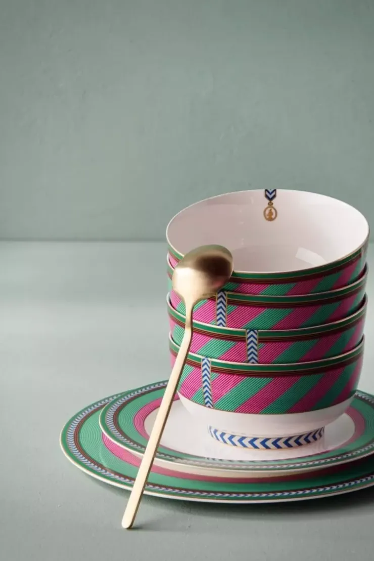 Essteller|Pip Studio Pip Chique Stripes Essteller Rosa/Grun 28Cm