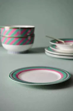 Frühstücksteller|Pip Studio Pip Chique Stripes Frühstücksteller Rosa/Grun 23Cm