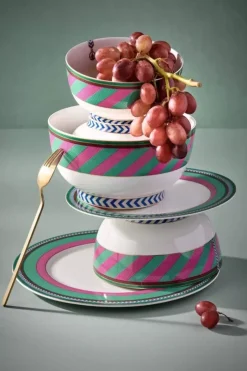 Frühstücksteller|Pip Studio Pip Chique Stripes Frühstücksteller Rosa/Grun 23Cm