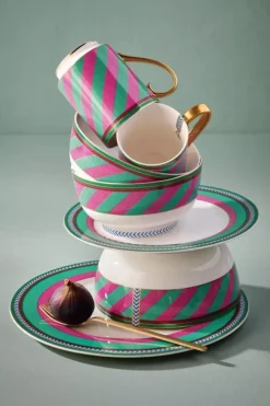 Frühstücksteller|Pip Studio Pip Chique Stripes Frühstücksteller Rosa/Grun 23Cm