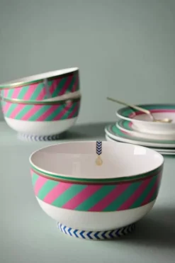 Schalen|Pip Studio Pip Chique Stripes Schale Rosa/Grun 20.5Cm