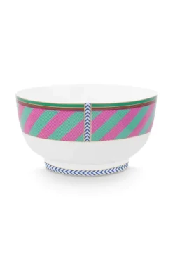 Schalen|Pip Studio Pip Chique Stripes Schale Rosa/Grun 20.5Cm