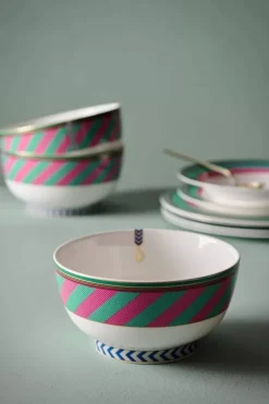 Schalen|Pip Studio Pip Chique Stripes Schale Rosa/Grun 18Cm
