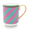 Teetassen|Pip Studio Pip Chique Stripes Tasse Gross Rosa/Grun 350Ml