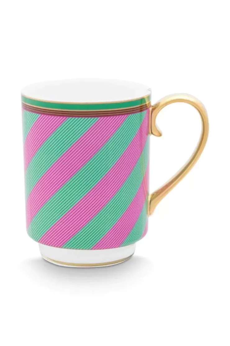 Teetassen|Pip Studio Pip Chique Stripes Tasse Gross Rosa/Grun 350Ml