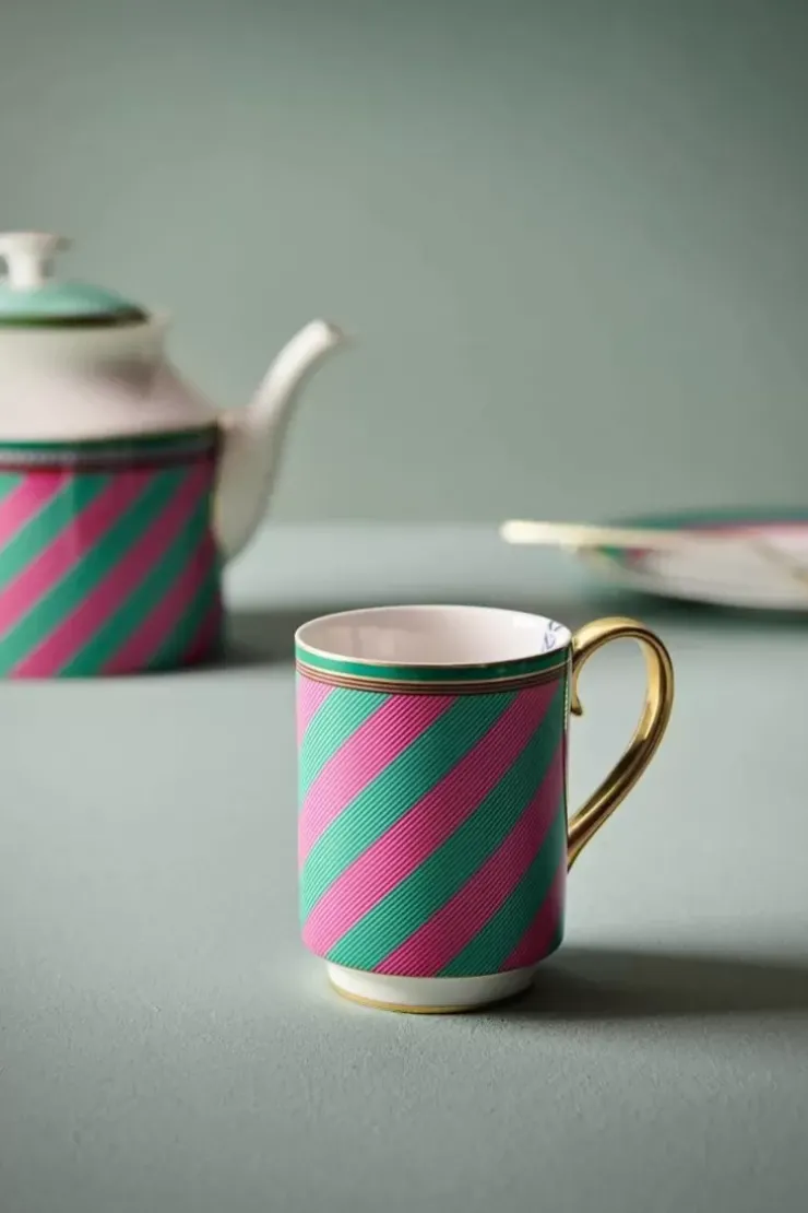 Teetassen|Pip Studio Pip Chique Stripes Tasse Gross Rosa/Grun 350Ml