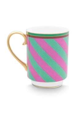 Teetassen|Pip Studio Pip Chique Stripes Tasse Gross Rosa/Grun 350Ml