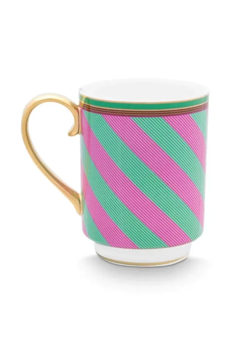 Teetassen|Pip Studio Pip Chique Stripes Tasse Gross Rosa/Grun 350Ml