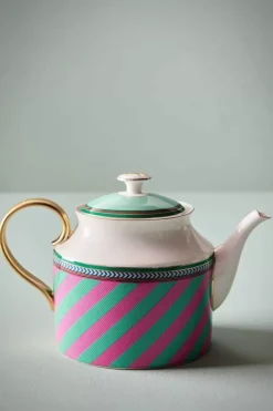 Teekannen|Pip Studio Pip Chique Stripes Teekanne Gross Rosa/Grun