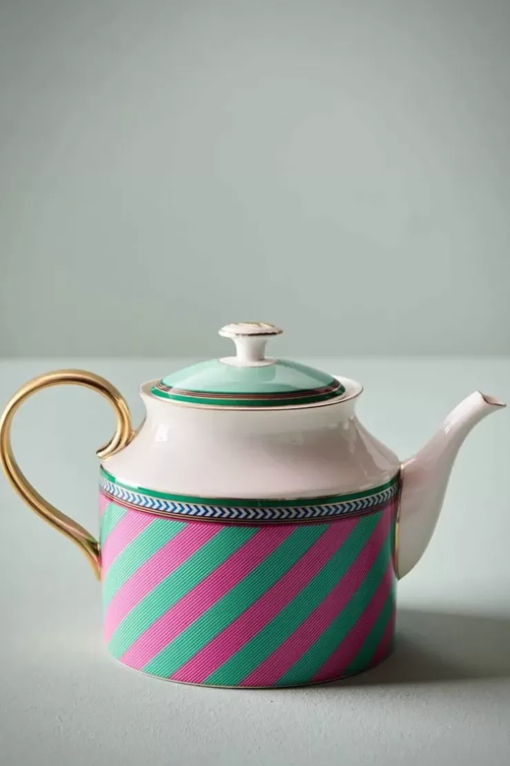 Teekannen|Pip Studio Pip Chique Stripes Teekanne Gross Rosa/Grun
