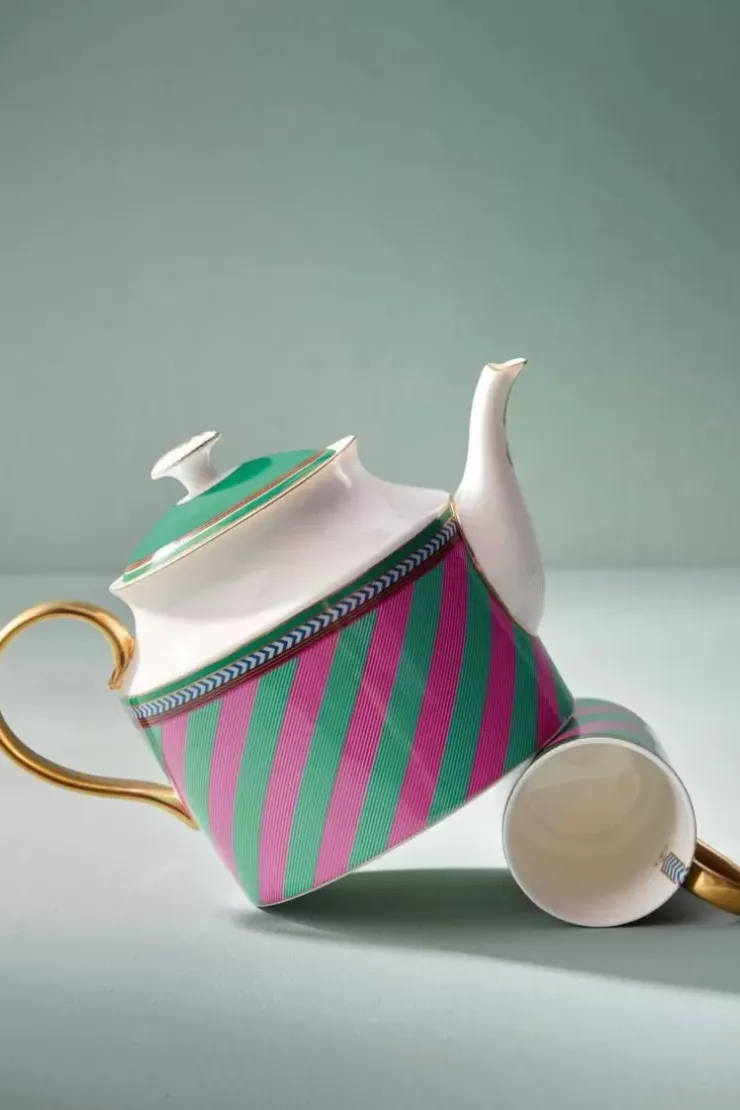 Teekannen|Pip Studio Pip Chique Stripes Teekanne Gross Rosa/Grun