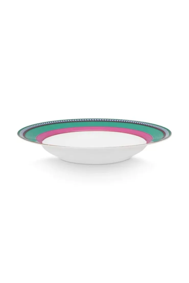 Tiefe Teller|Pip Studio Pip Chique Stripes Tiefer Teller Rosa/Grun 23.5Cm