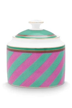 Zuckerdose|Pip Studio Pip Chique Stripes Zuckerdose Rosa/Grun