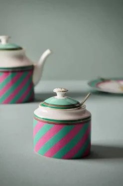 Zuckerdose|Pip Studio Pip Chique Stripes Zuckerdose Rosa/Grun