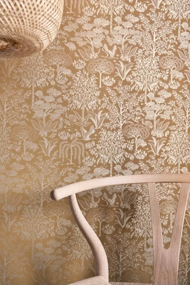 Vliestapete|Pip Studio Origami Tree Vliestapete Ocker/Gold Gelb
