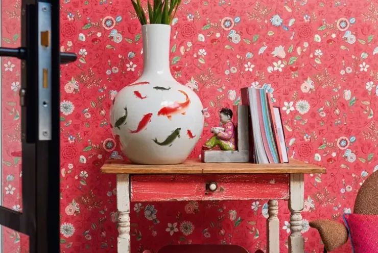 Vliestapete|Pip Studio Spring To Life Vliestapete /Rosa Rot