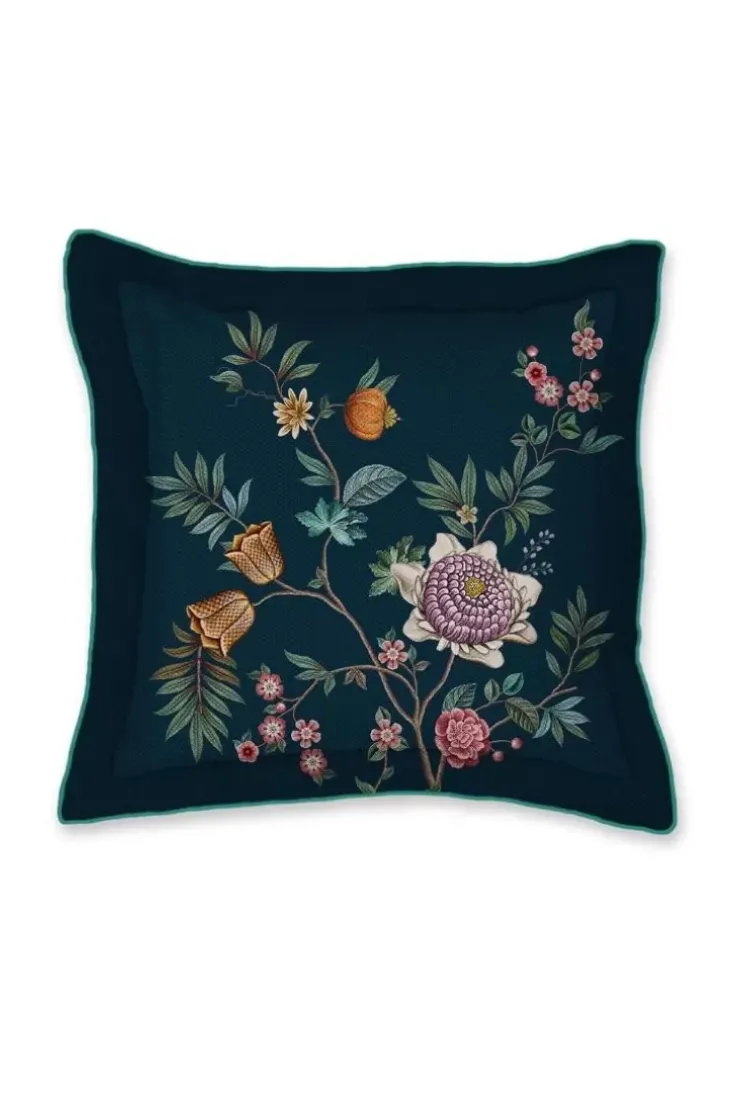 Bettkissen|Pip Studio Quadratisches Zierkissen Il Paradiso Dunkelblau