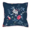 Bettkissen|Pip Studio Quadratisches Zierkissen Flower Festival Dunkel Blau