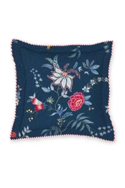Bettkissen|Pip Studio Quadratisches Zierkissen Flower Festival Dunkel Blau