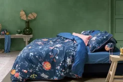 Bettkissen|Pip Studio Quadratisches Zierkissen Flower Festival Dunkel Blau