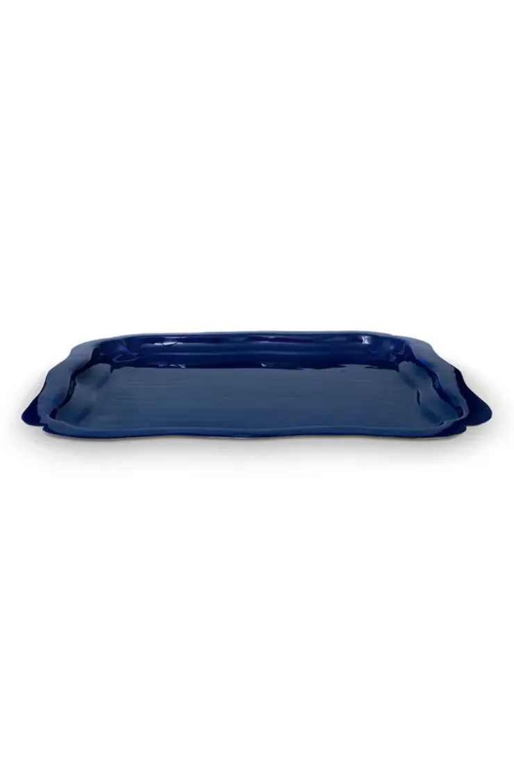 Schale Und Tabletts|Pip Studio Rechteckig Schale Emailliert Blau