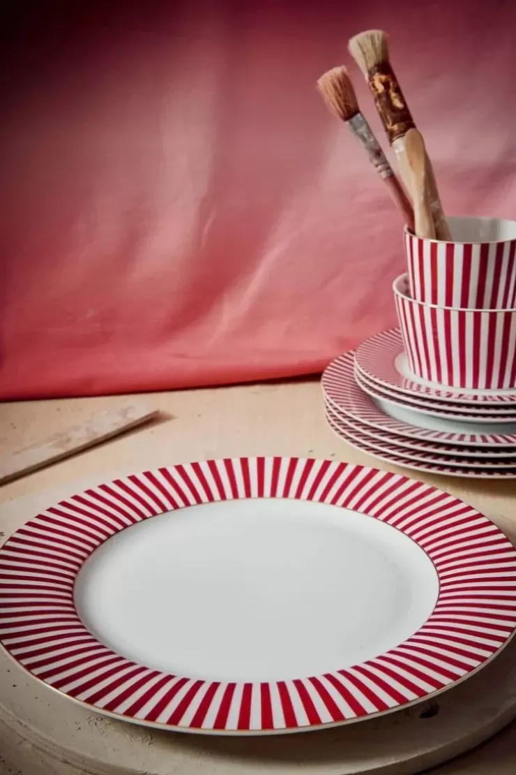 Essteller|Pip Studio Royal Stripes Essteller Dunkel 26.5Cm Rosa
