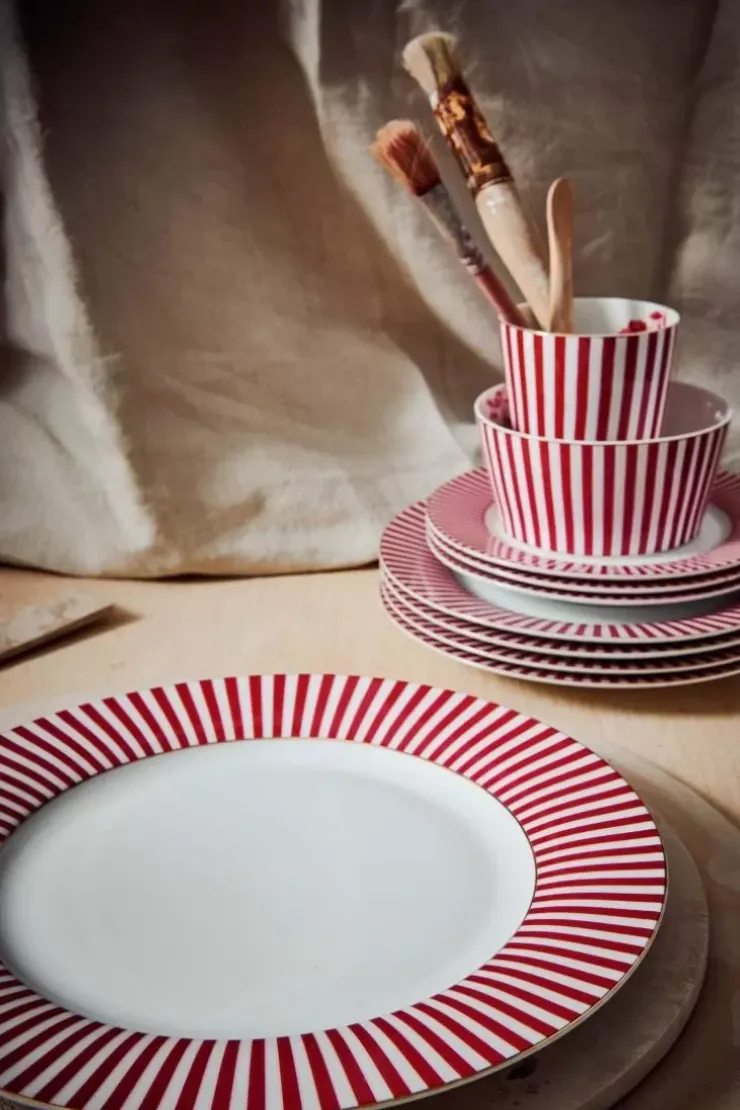 Essteller|Pip Studio Royal Stripes Essteller Dunkel 26.5Cm Rosa