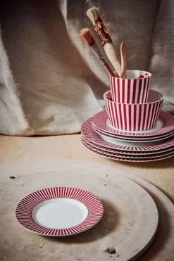 Gebäckteller|Pip Studio Royal Stripes Petit Four Dunkelrosa 12Cm