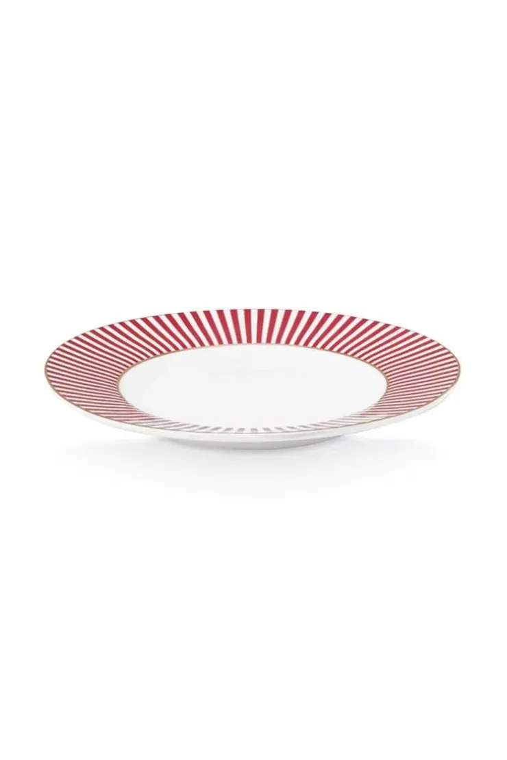 Gebäckteller|Pip Studio Royal Stripes Petit Four Dunkelrosa 12Cm