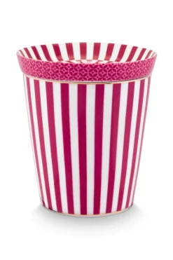 Porzellan Sets|Pip Studio Royal Stripes Tasse & Teebeutelablage Dunkel Rosa