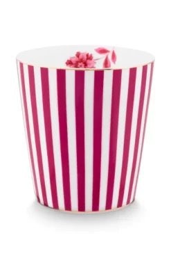 Porzellan Sets|Pip Studio Royal Stripes Tasse & Teebeutelablage Dunkel Rosa