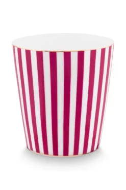 Porzellan Sets|Pip Studio Royal Stripes Tasse & Teebeutelablage Dunkel Rosa