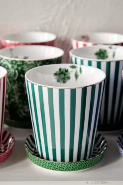Porzellan Sets|Pip Studio Royal Stripes Tasse & Teebeutelablage Grun