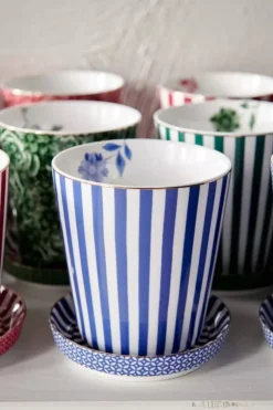 Porzellan Sets|Pip Studio Royal Stripes Tasse & Teebeutelablage Blau