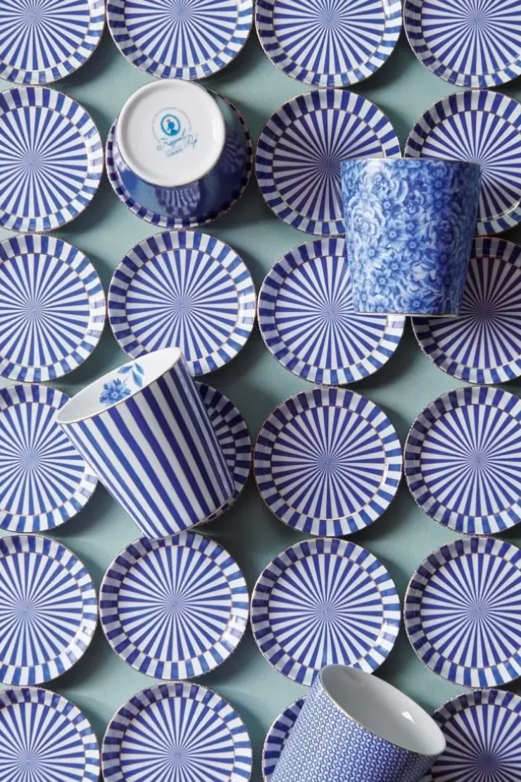 Porzellan Sets|Pip Studio Royal Stripes Tasse & Teebeutelablage Blau