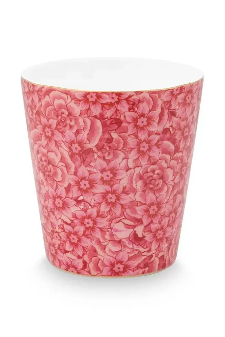 Kaffeetassen|Pip Studio Royal Stripes Tasse Blumen Dunkelrosa