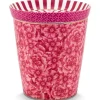 Teetassen|Pip Studio Royal Stripes Tasse Blumen & Teebeutelablage Dunkel Rosa