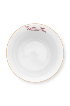 Teetassen|Pip Studio Royal Stripes Tasse Blumen & Teebeutelablage Dunkel Rosa