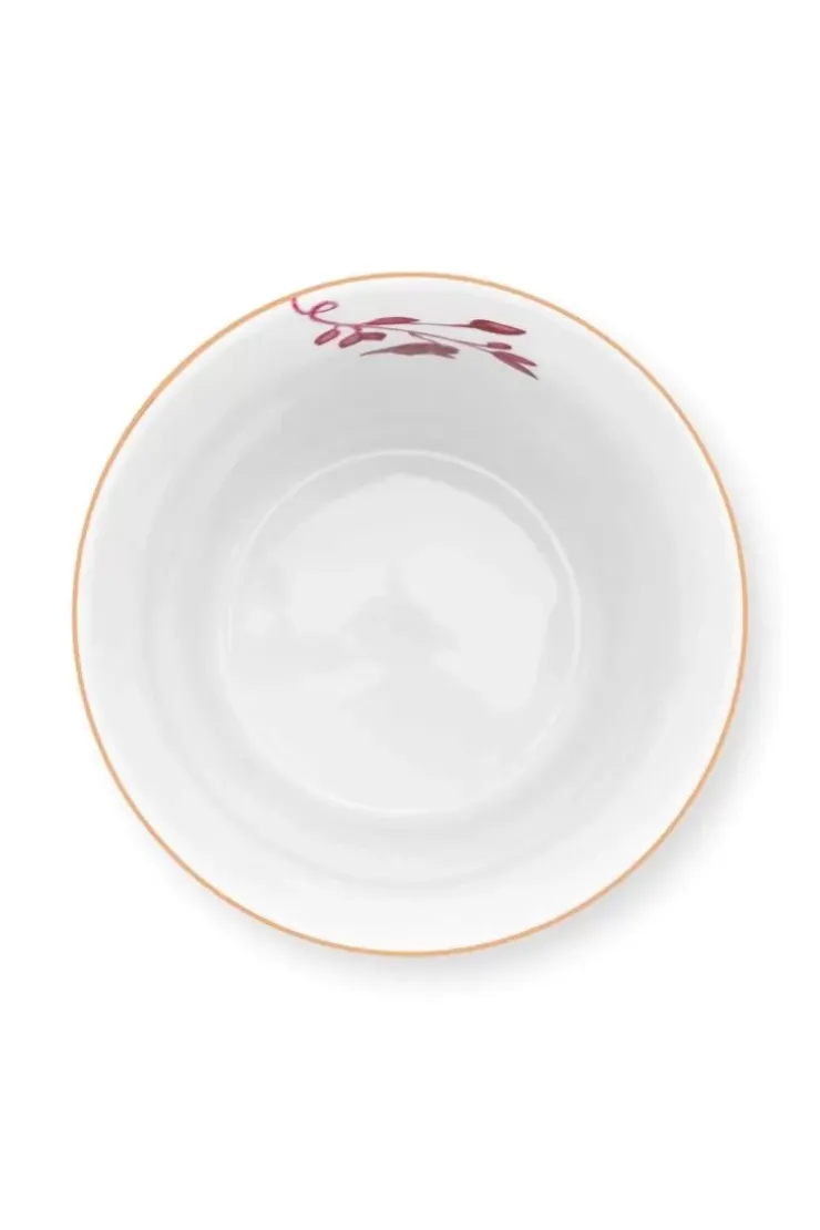 Teetassen|Pip Studio Royal Stripes Tasse Blumen & Teebeutelablage Dunkel Rosa