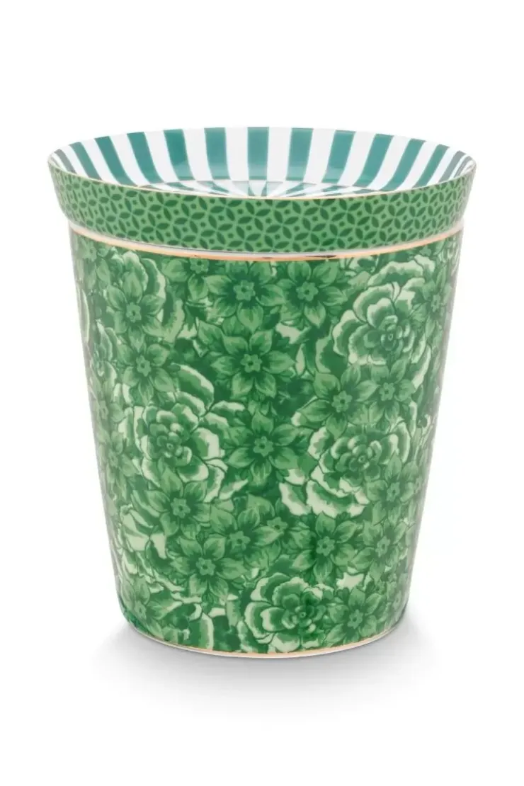 Porzellan Sets|Pip Studio Royal Stripes Tasse Blumen & Teebeutelablage Grun