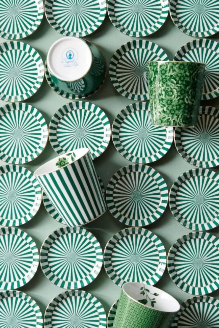 Porzellan Sets|Pip Studio Royal Stripes Tasse Blumen & Teebeutelablage Grun