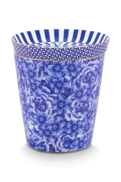 Porzellan Sets|Pip Studio Royal Stripes Tasse Blumen & Teebeutelablage Blau
