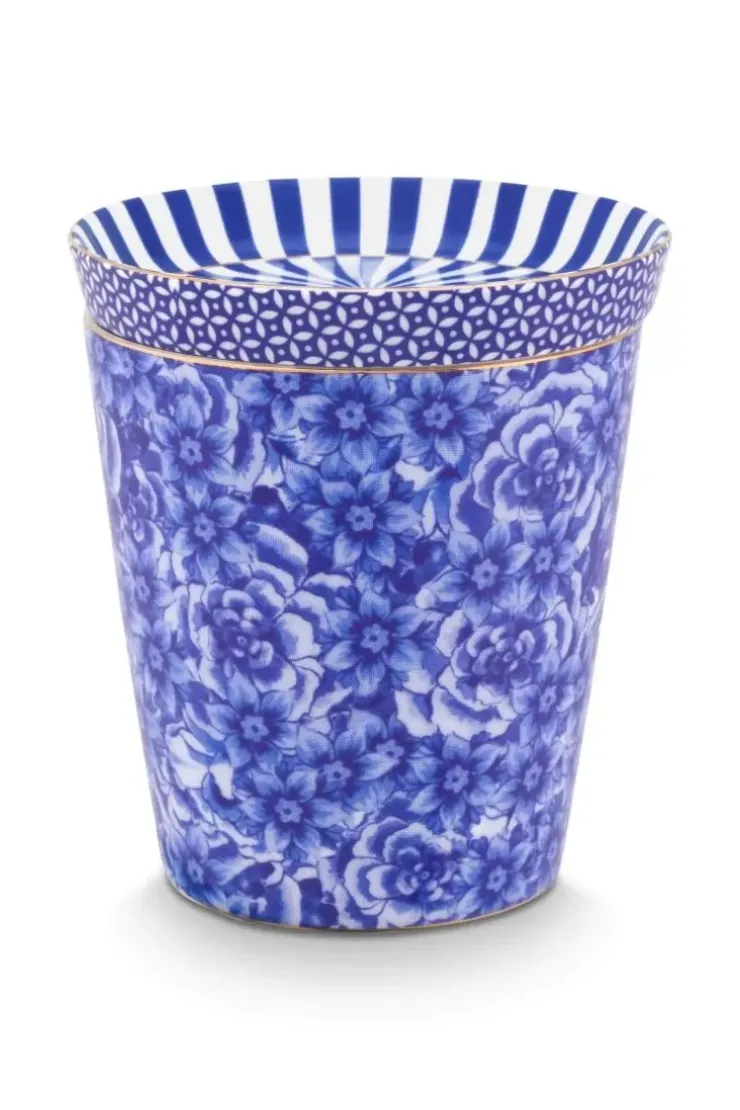 Porzellan Sets|Pip Studio Royal Stripes Tasse Blumen & Teebeutelablage Blau