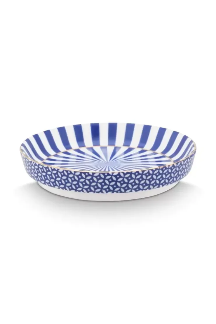 Porzellan Sets|Pip Studio Royal Stripes Tasse Blumen & Teebeutelablage Blau