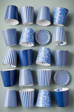 Porzellan Sets|Pip Studio Royal Stripes Tasse Blumen & Teebeutelablage Blau