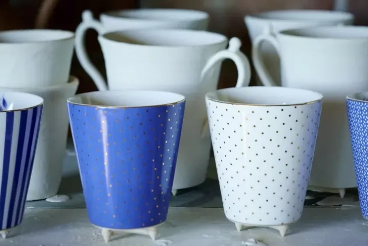 Kaffeetassen|Pip Studio Royal Stripes Tasse Dots Blau
