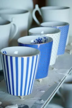 Kaffeetassen|Pip Studio Royal Stripes Tasse Dots S Weis