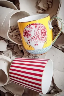 Kaffeetassen|Pip Studio Royal Stripes Tasse Dunkel Rosa